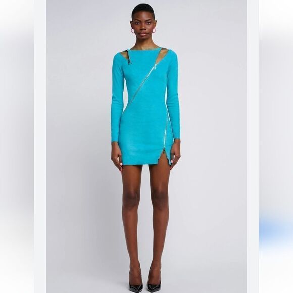 Jean Claude Jitrois Genuine Suede Dress in Teal Size XS - Picture 1 of 17